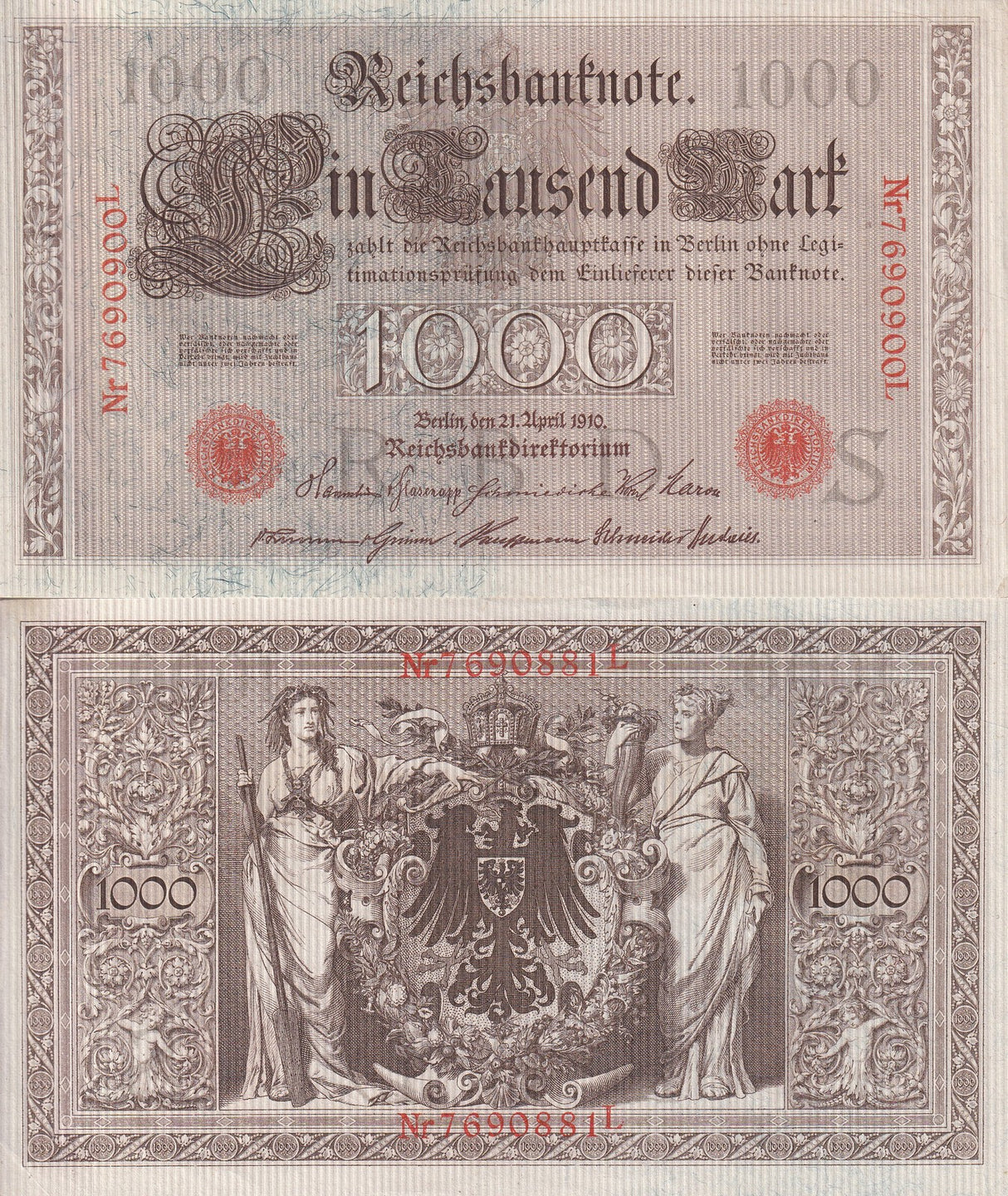 Germany 1000 Mark 1910 P 44 b AUnc