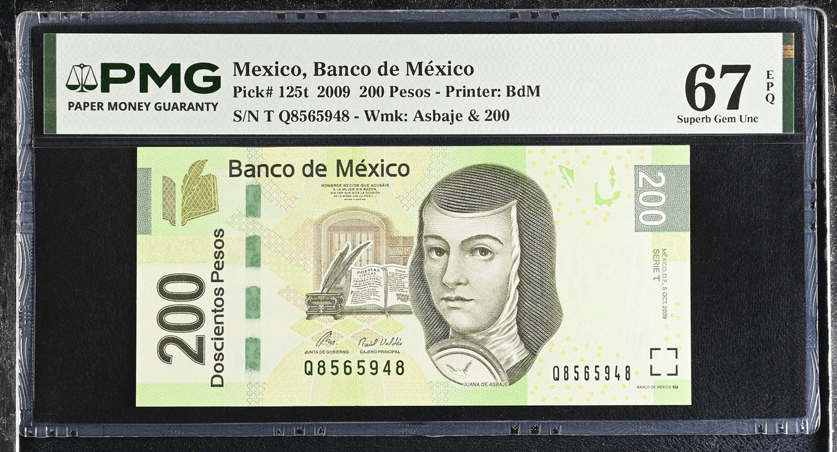 Mexico 200 Pesos 2009 P 125 t Superb Gem UNC PMG 67 EPQ TOP POP