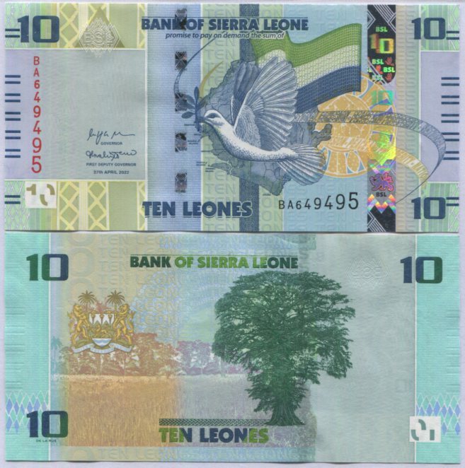 Sierra Leone 10 Leones 2022 P 37 Design (CUT ZERO) UNC