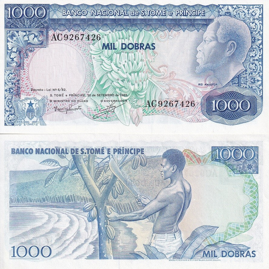 St. Thomas & Prince 1000 Dobras 1982 P 59 UNC