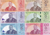 Tonga Set 6 UNC 2 20 50 100 (5 10 Polymer) Pananga 2023 2024 P 50 -55 Matching #