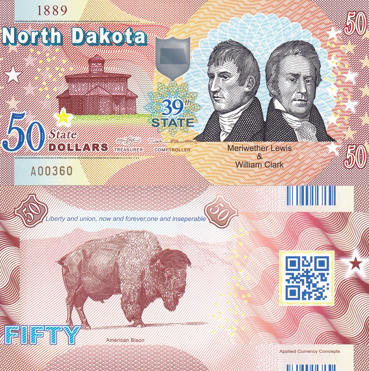 USA United State 50 Dollars 2022 POLYMER 39th North Dakota