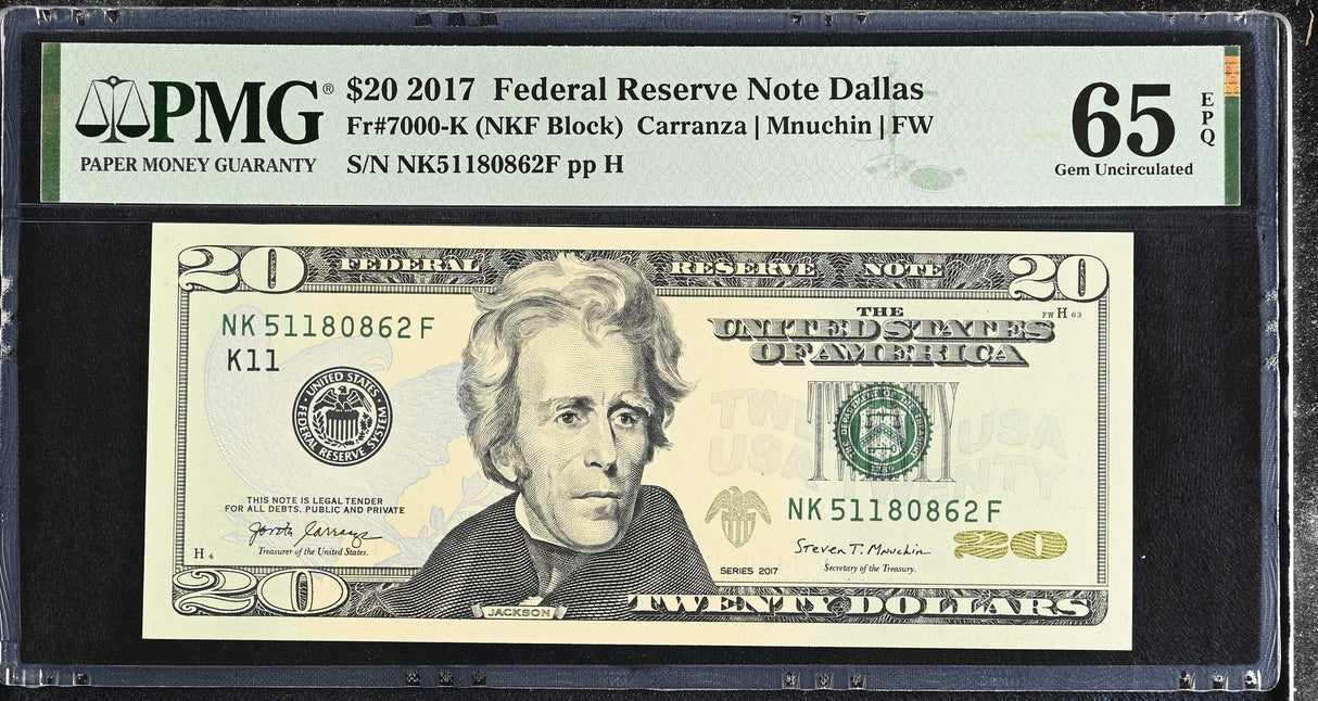 United States 20 Dollars USA 2017 P 546 K Dallas Gem UNC PMG 65 EPQ