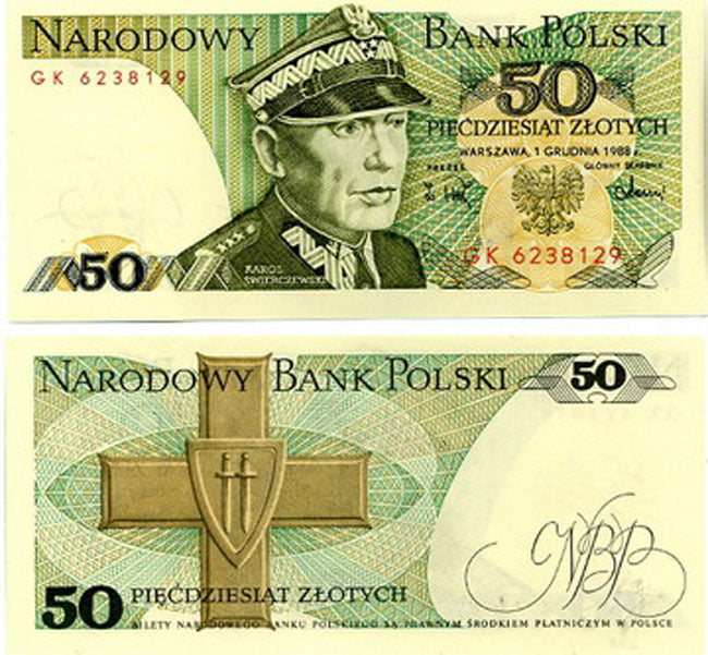 Poland 50 Zlotych 1988 P 142 c UNC, Karol Swierczewski