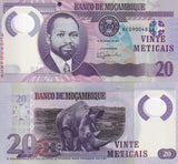 Mozambique 20 Meticais ND 2017 P 149 b Polymer Trees, mountains UNC