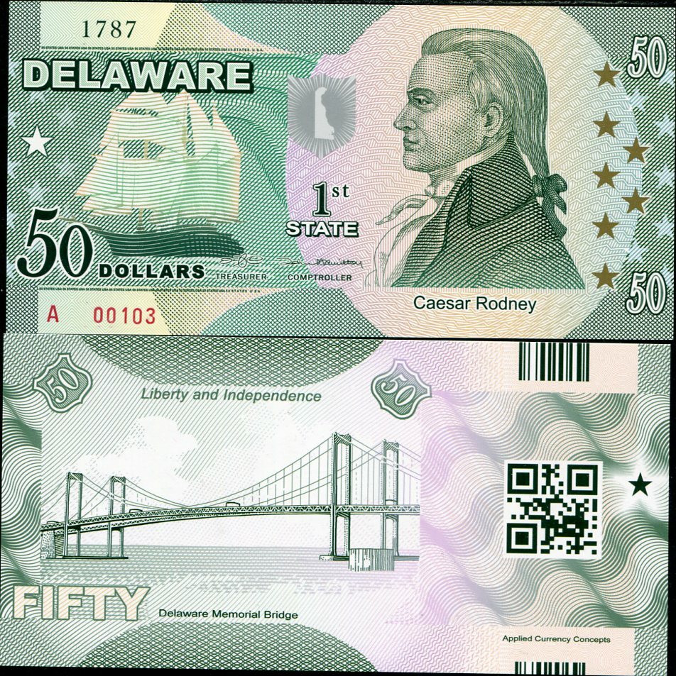 UNITED STATE USA. DELAWARE 50 D. 1st STATE 2014 POLYMER COMM. RODNEY