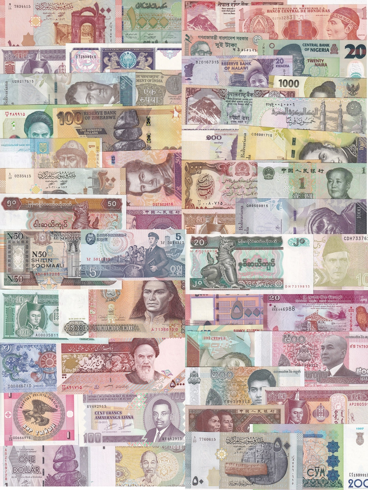 World Collectible Notes Lot Set 50 PCS Different 29 Countries ALL UNC