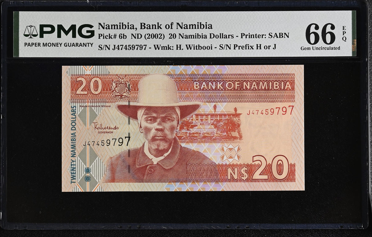 Namibia 20 Dollars ND 2002 P 6 b Gem UNC PMG 66 EPQ