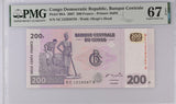 Congo 200 Francs 2007 P 99A HDM Superb Gem UNC PMG 67 EPQ Top Pop