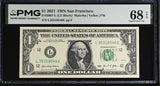 United States 1 Dollar Usa 2021 P 549 L SAN FRN Superb Gem UNC PMG 68 EPQ TOP