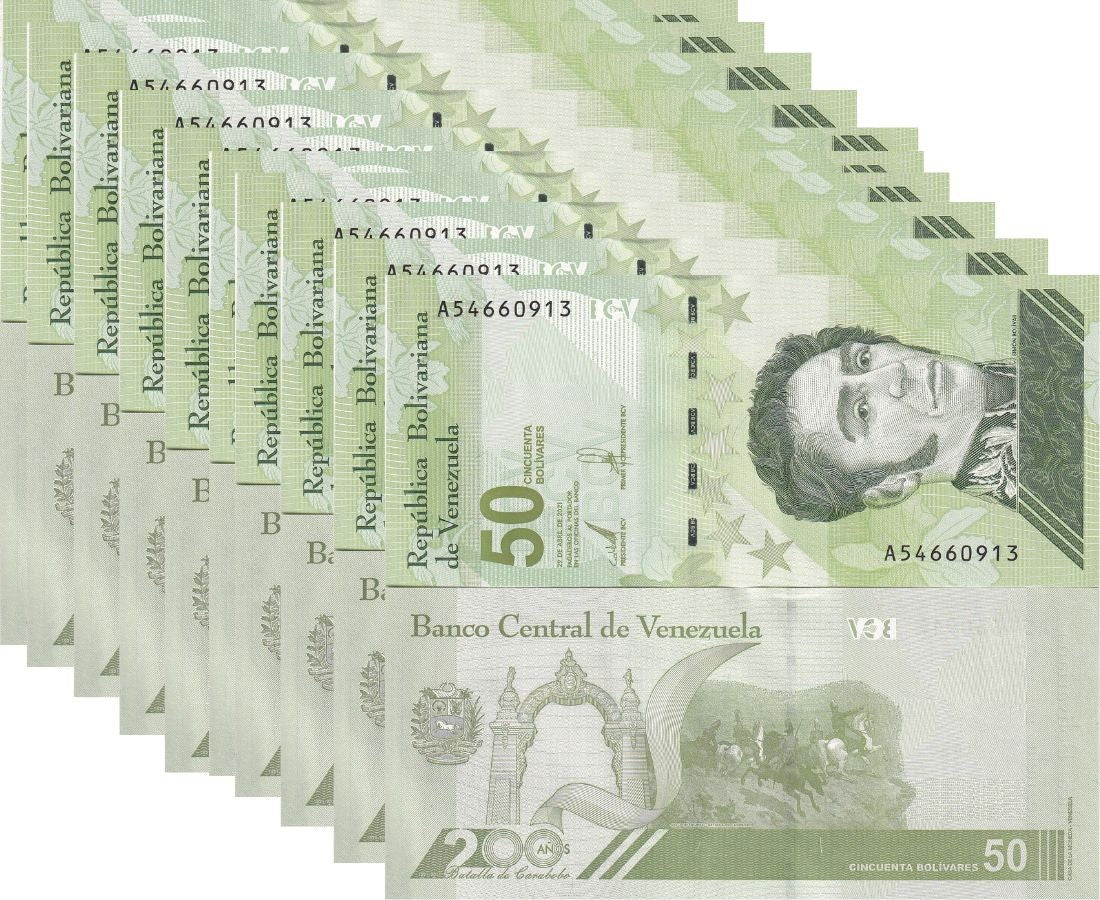 Venezuela 50 Digitales Bolivares 2021 P 118 UNC LOT 10 PCS , Battle of Carabobo