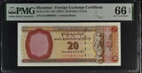 Myanmar 20 Dollars ND 1997 P FX4 Forex Gem UNC PMG 66 EPQ