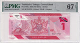 Trinidad & Tobago 1 Dollar 2020 ND 2021 P 60 a Superb Gem UNC PMG 67 EPQ