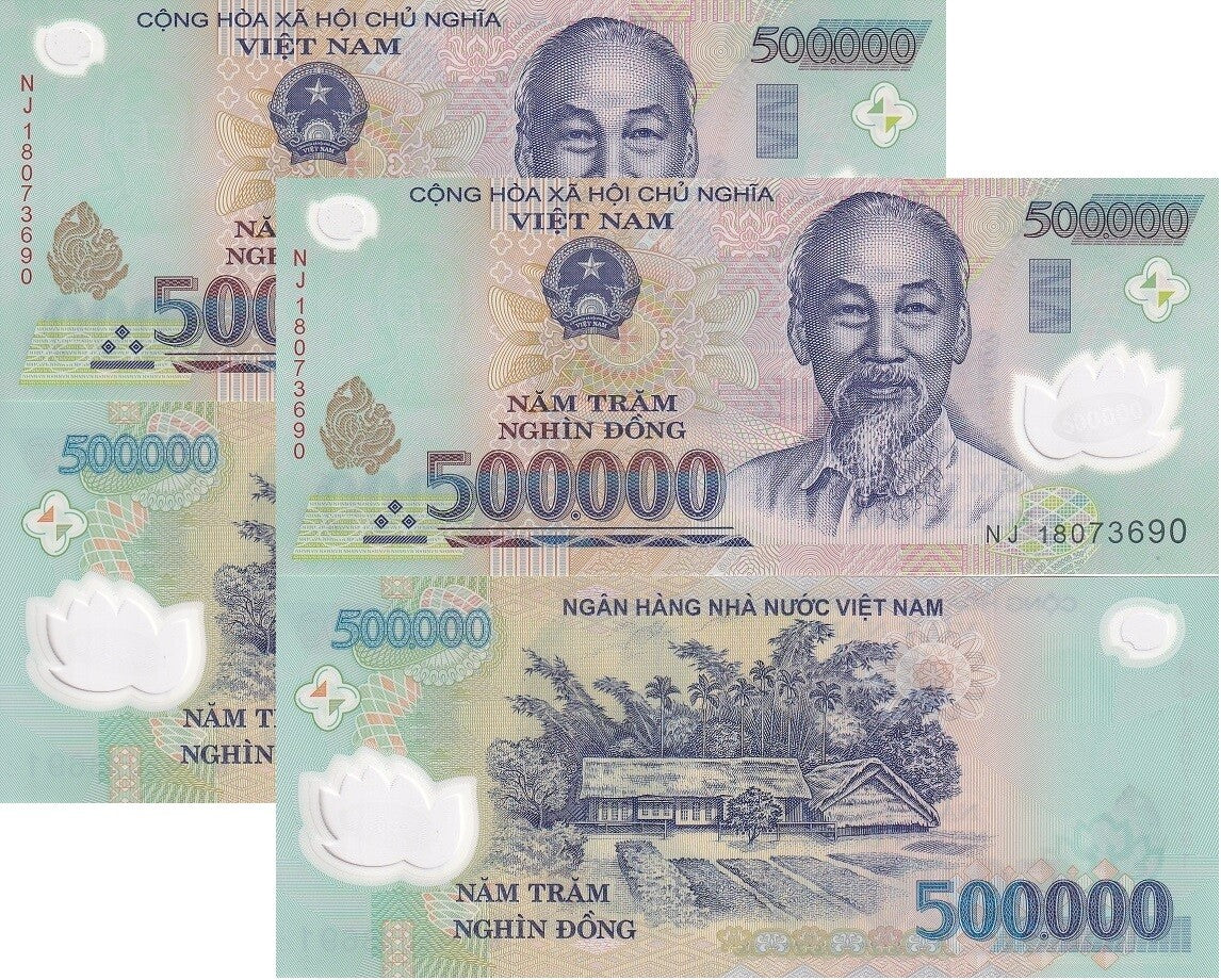 Vietnam 500000 x 2 = 1 Million Dong Random Mixed Year Poymer P 124 UNC , NV