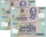 Vietnam 500000 x 2 = 1 Million Dong Random Mixed Year Poymer P 124 UNC , NV