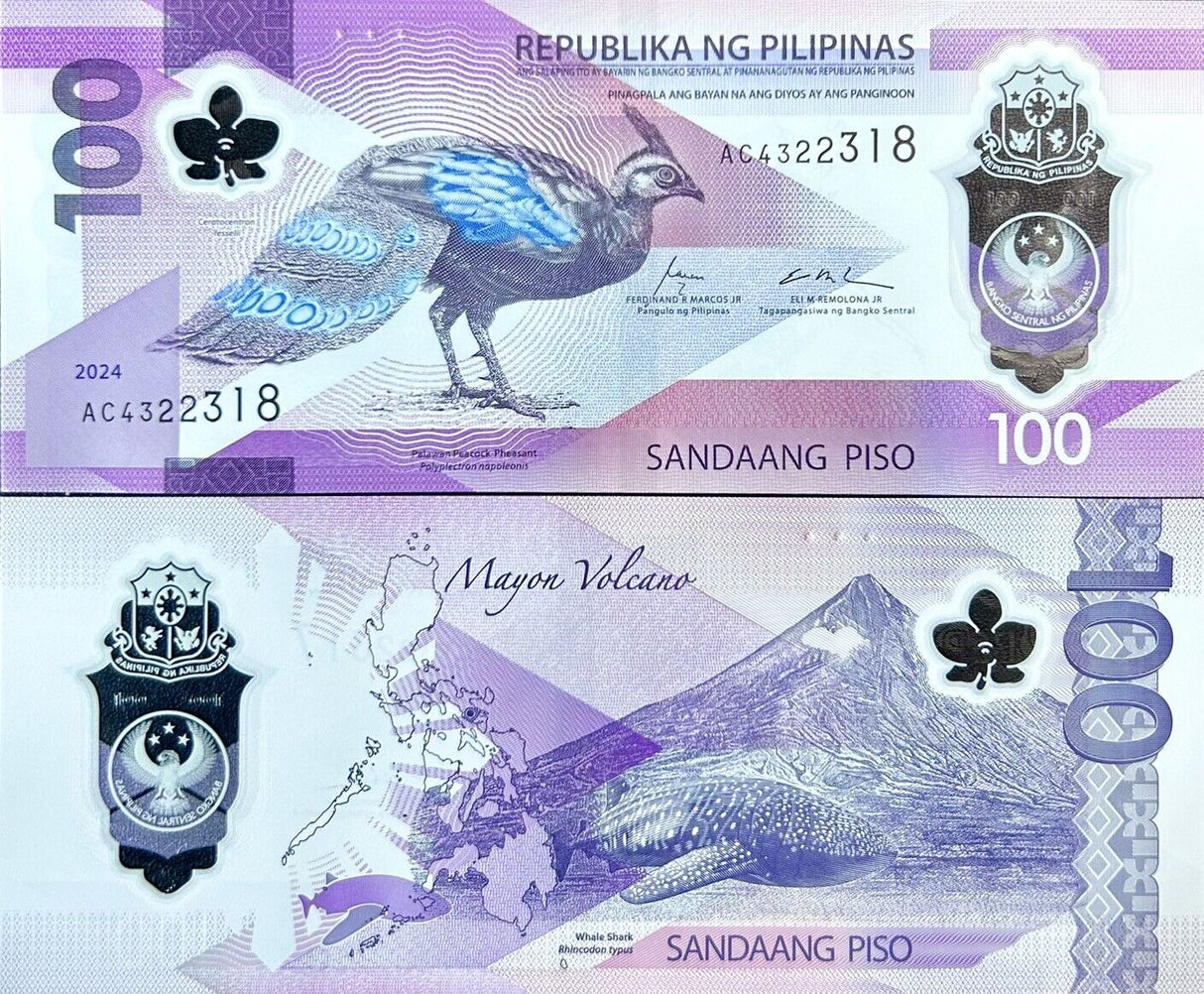 Philippines SET 2 UNC 50 100 Piso 2025/2024 Polymer P 237 238 LOT 5 SET = 10 PCS