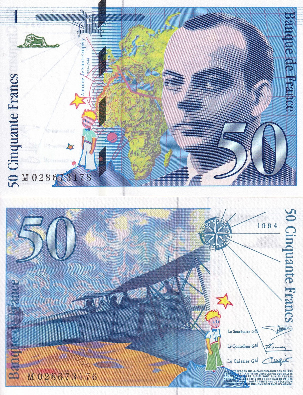 France 50 Francs 1994 With Underline "AL" P 157Aa UNC