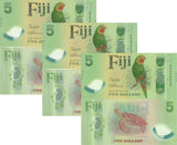 Fiji 5 Dollars 2026 2025 P NEW Polymer Deisgn LOT 3 Pcs UNC