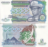 Zaire 5000 Zaires 1988 P 37 b UNC