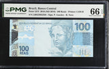 Brazil 100 Reais 2010 ND 2019 P 257 f Gem UNC PMG 66 EPQ