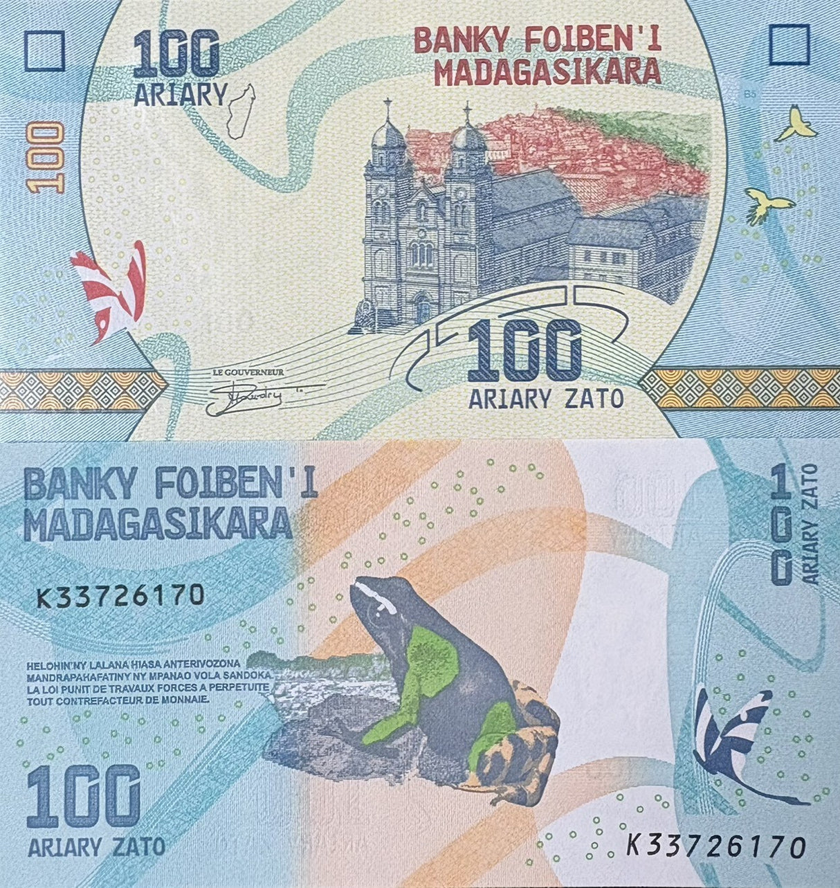Madagascar 100 Ariary 2025 P 97 New Sign UNC