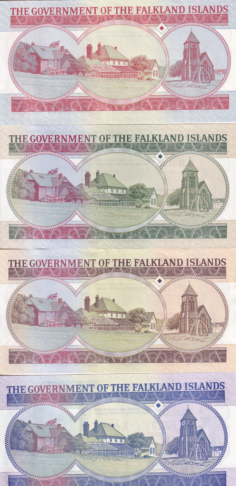 Falkland Islands Set 4 PCS 5 10 20 50 Pounds 1990 - 2011 P 16 17 18 19 UNC