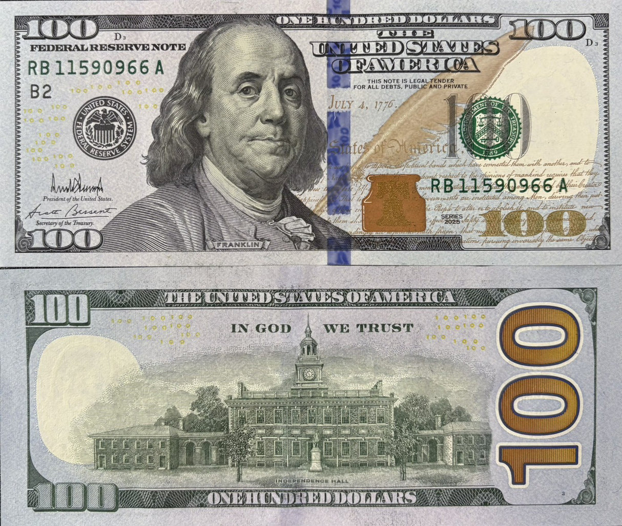 United States 100 Dollars USA 2025 P-W561 New York with Trump Sign UNC
