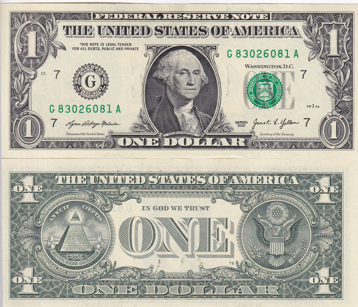 United States 1 Dollars USA 2021 P 549 Chicago IL"G" UNC