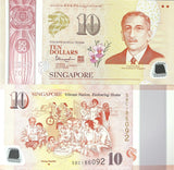 Singapore 10 Dollars ND 2015 P 58 a Polymer Comm. Strong Families UNC