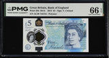 Great Britain 5 Pounds 2015 QE II Polymer P 394 Gem UNC PMG 66 EPQ