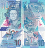 East Caribbean 10 Dollars ND 2019 P 56 Polymer QE II UNC