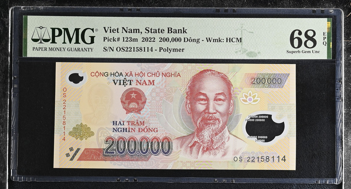 Vietnam 200000 Dong 2022 P 123 m Superb Gem UNC PMG 68 EPQ