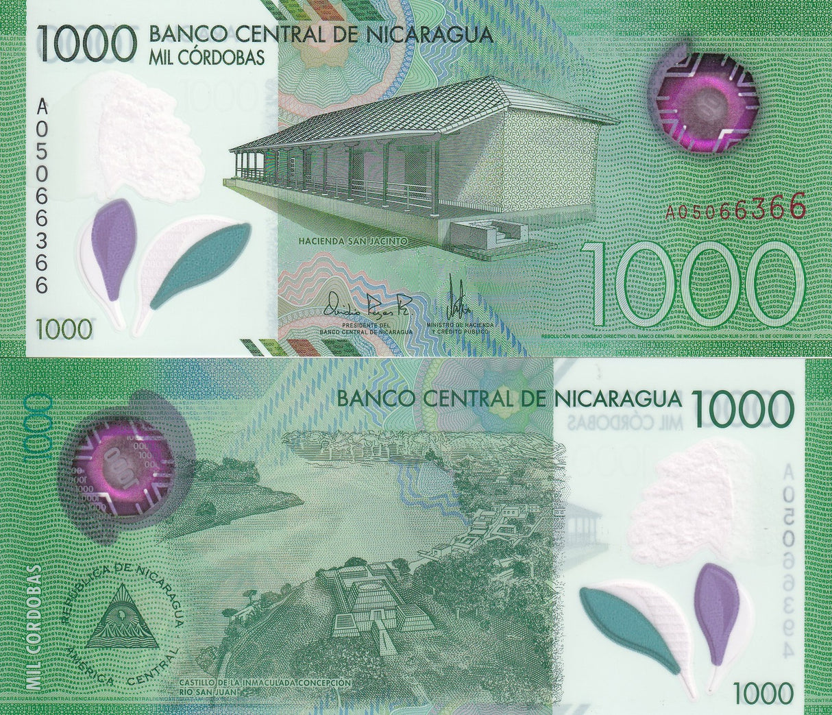 Nicaragua 1000 Cordobas 2017 P 218 a Polymer UNC