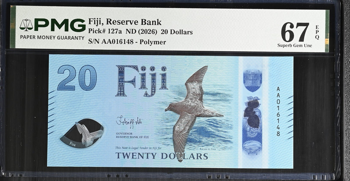 Fiji 20 Dollars ND 2026 P 127 a Superb Gem UNC PMG 67 EPQ