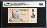 Nigeria 5 Naira 2025 P 38 p Polymer Nice 0477777 Gem UNC PMG 66 EPQ TOP POP