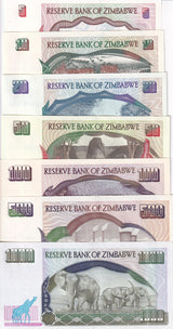 Zimbabwe SET 7 UNC 5 10 20 50 100 500 1000 Dollars 1994-2003 P 5 6 7 8 9 11 12