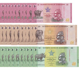 Zimbabwe SET 3 x Lot 10 = 30 UNC 10 20 50 Zig 2026 P 115 116 117 New