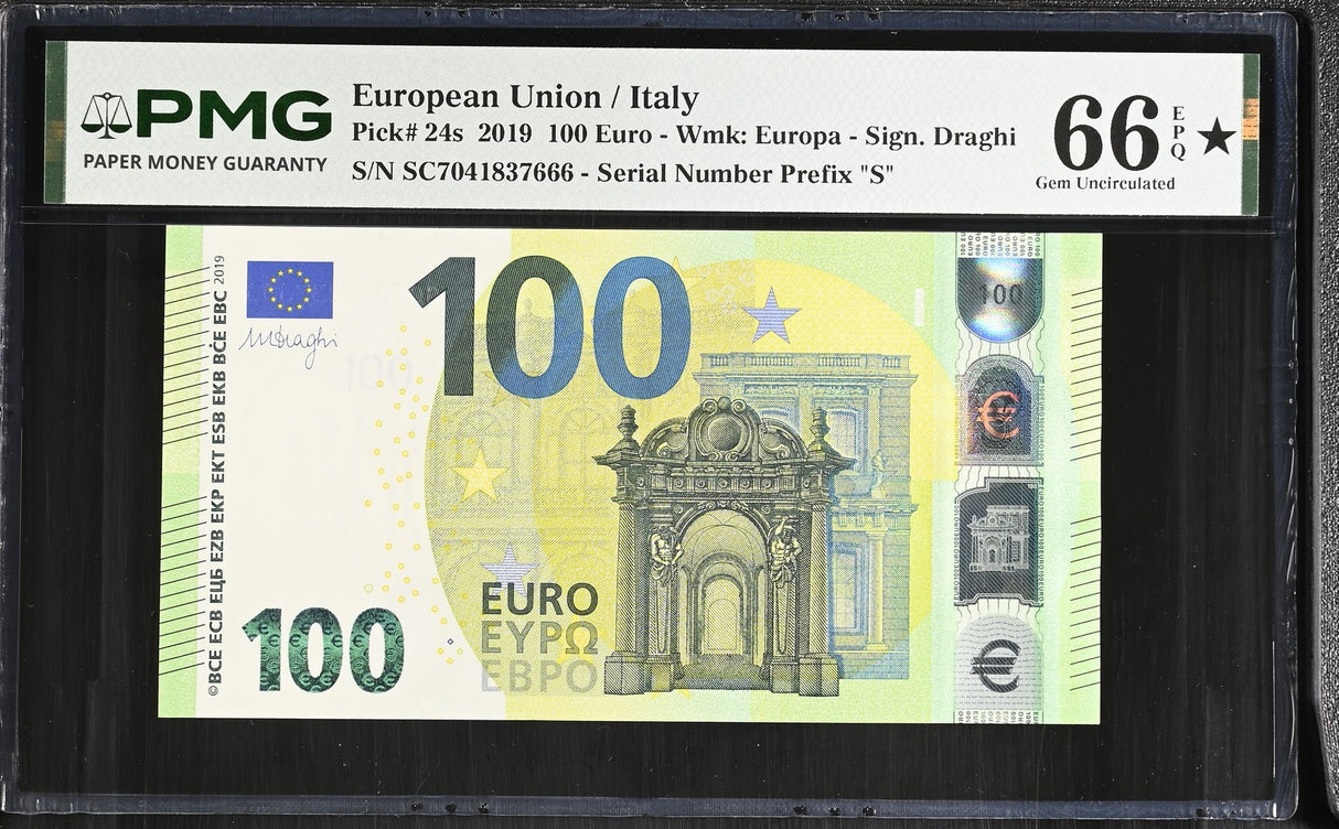 Euro 100 Euro Italy 2019 P 24 s ENDING 666 Gem UNC PMG 66 EPQ Extra Star