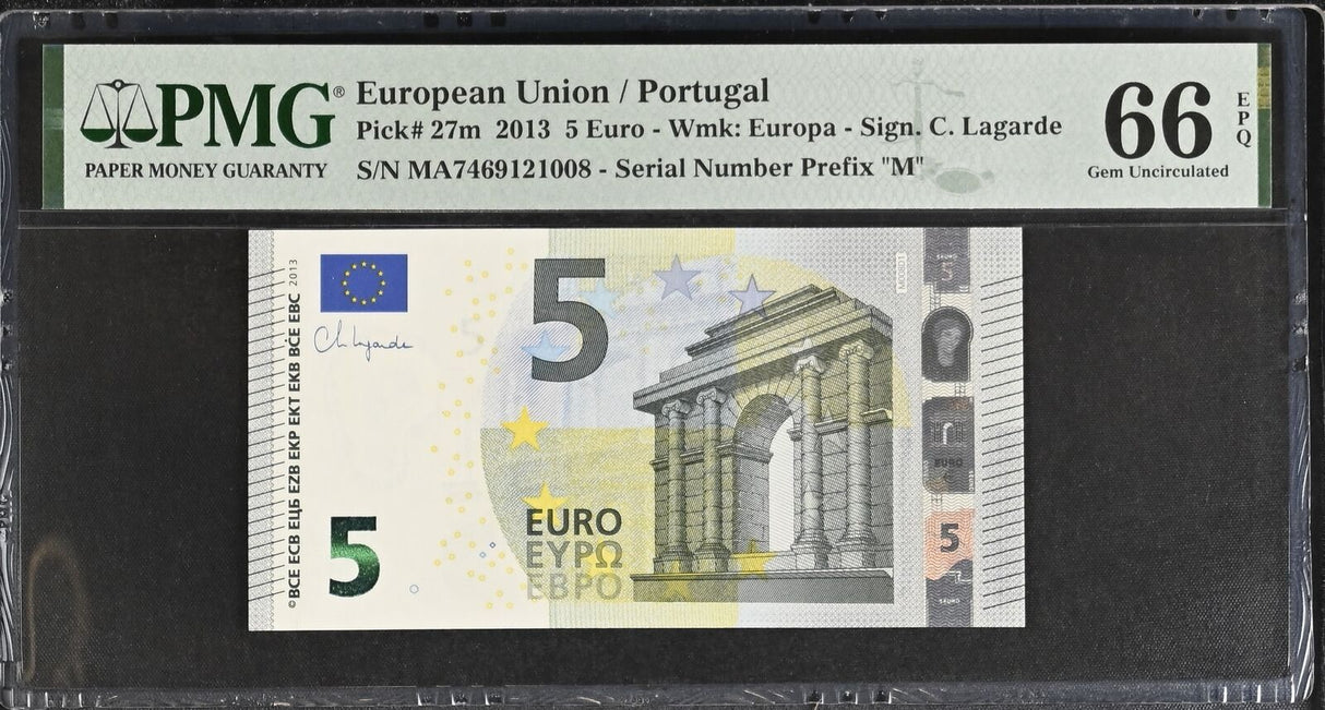 Euro 5 Euro Portugal 2013 P 27 m Gem UNC PMG 66 EPQ