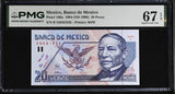 Mexico 20 Pesos 1994 ND 1996 P 106 a Superb Gem UNC PMG 67 EPQ