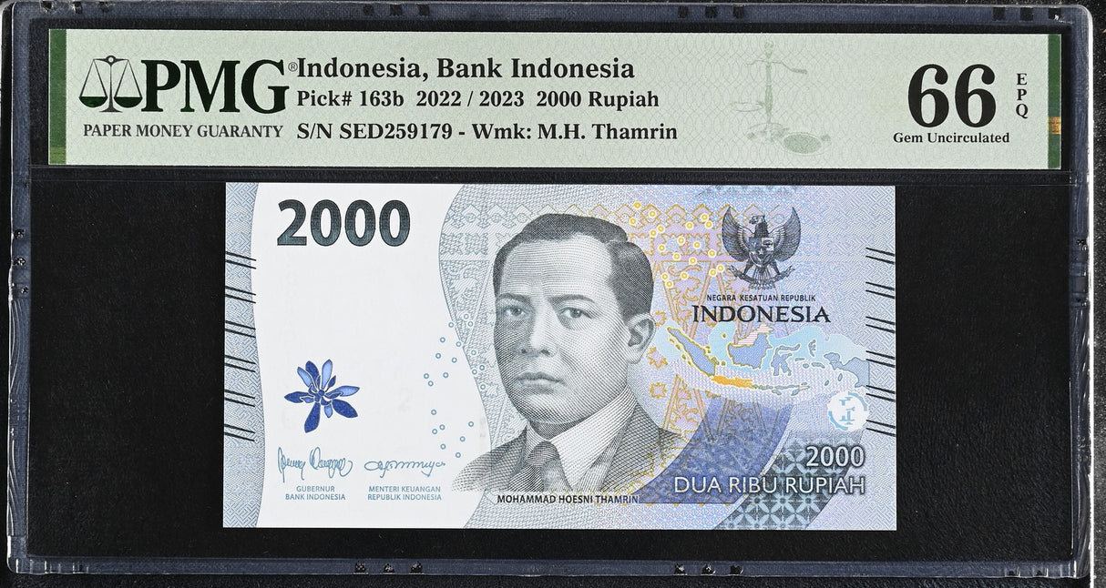 Indonesia 2000 Rupiah 2022 / 2023 P 163 b GEM UNC PMG 66 EPQ