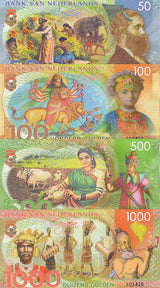 Netherlands Ceylon Set 4 PCS 50 100 500 1000 Gulden 2016 Fantasy OX Ship