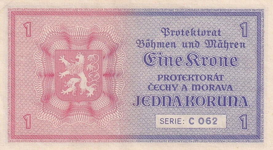 Bohemia 1 Koruna ND 1940 P 3 AUnc