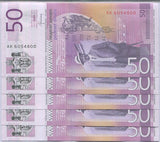 Serbia 50 Dinara 2014 P 56 b UNC LOT 5 PCS