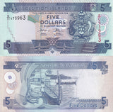 Solomon Islands 5 Dollars ND 2011 P 26 UNC ,Arms Longboat ,ascending size serial