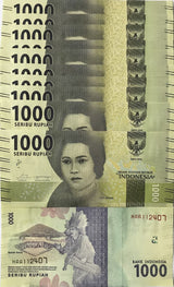 Indonesia 1000 Rupiah 2016 P 154 XAA Replacement LOT 10 UNC ,1/10 Bundle