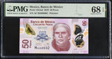Mexico 50 Pesos 2019 P 123Aaf Polymer Superb Gem UNC PMG 68 EPQ TOP POP