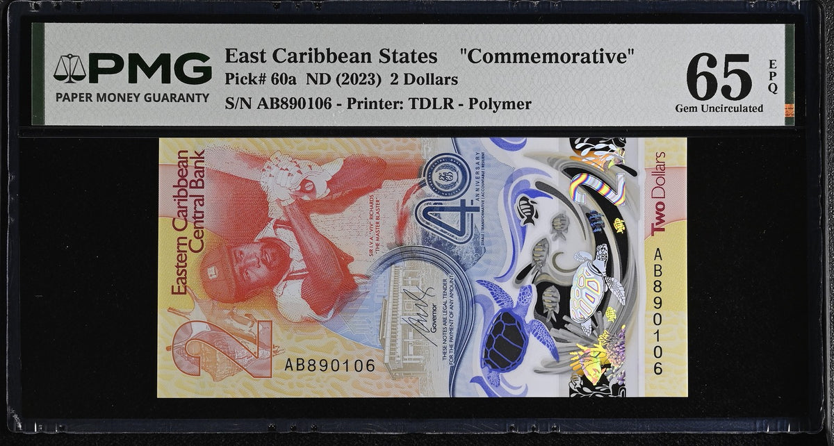 East Caribbean States 2 Dollars ND 2023 P 60 a Commemorative Gem UNC PMG 65 EPQ