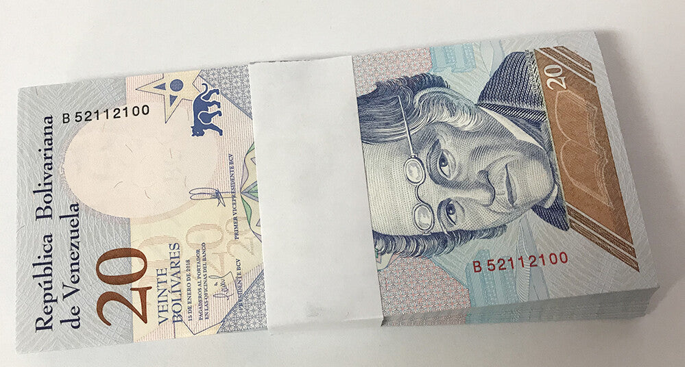 Venezuela 20 Bolivares 2018 P 104 JAGUAR UNC LOT 100 PCS 1 BUNDLE