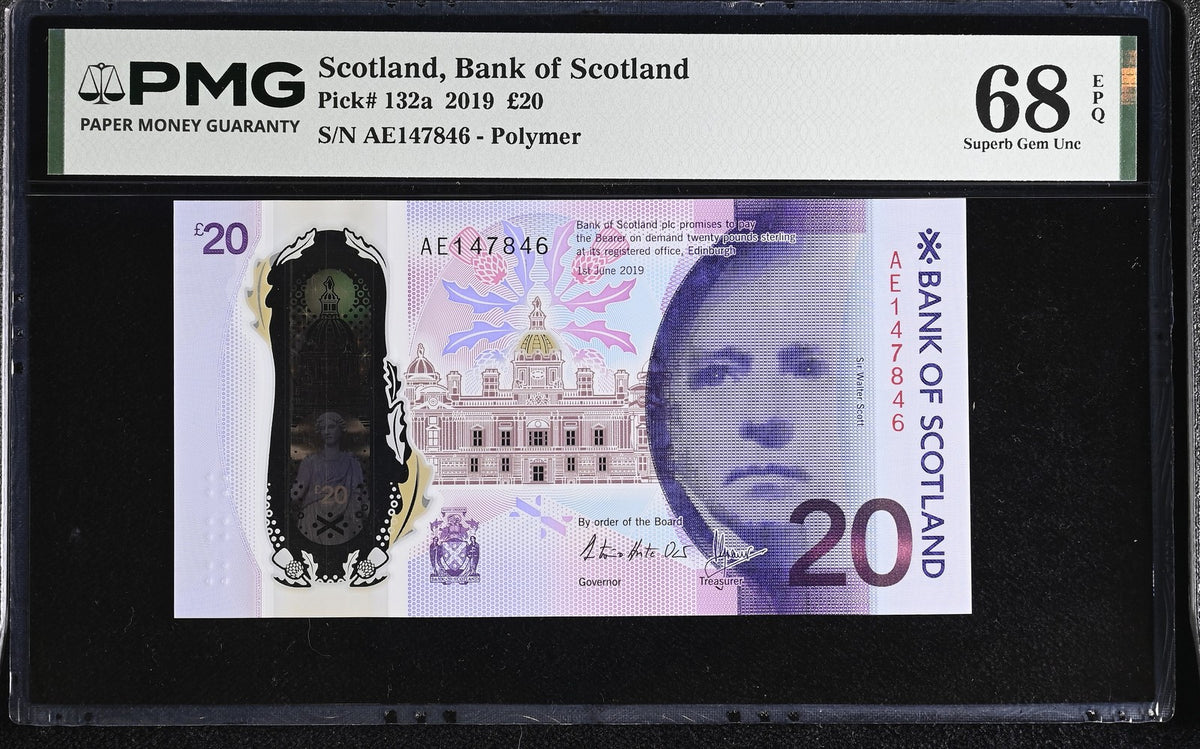 Scotland 20 Pounds 2019 Polymer P 132 a Superb Gem UNC PMG 68 EPQ